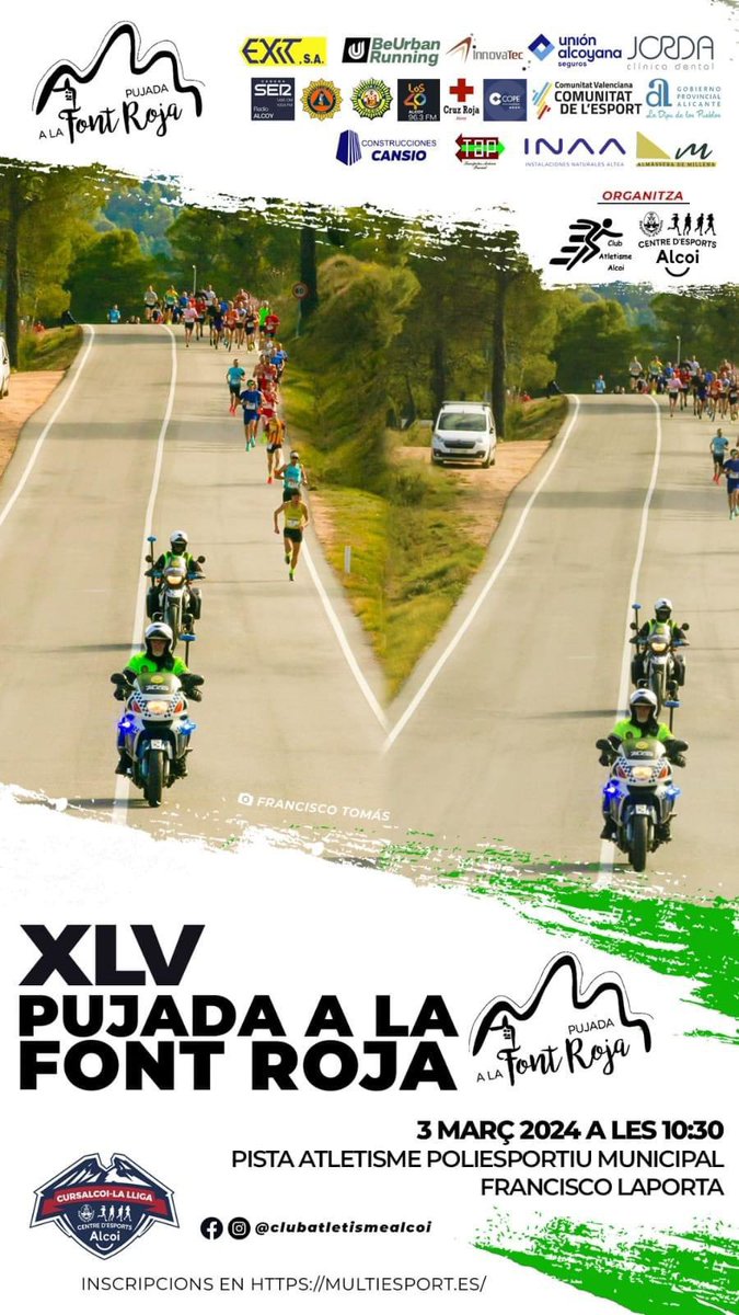 📸📸📸𝙋𝙐𝙅𝘼𝘿𝘼 𝘼 𝙇𝘼 𝙁𝙊𝙉𝙏 𝙍𝙊𝙅𝘼

🫡🫵 Incripcions només fins al divendres! en multiesport.es/event/xlv-puja…

🤓👀 Gaudiu del 𝙋𝙖𝙧𝙘 𝙉𝙖𝙩𝙪𝙧𝙖𝙡 𝙙𝙚 𝙡𝙖 𝙁𝙤𝙣𝙩 𝙍𝙤𝙟𝙖. ⛰⛰⛰🏆🤩🥳😍🥰

Regidoria d'Esports Ajuntament d'Alcoi CursAlcoi Club Atletismo Alcoy