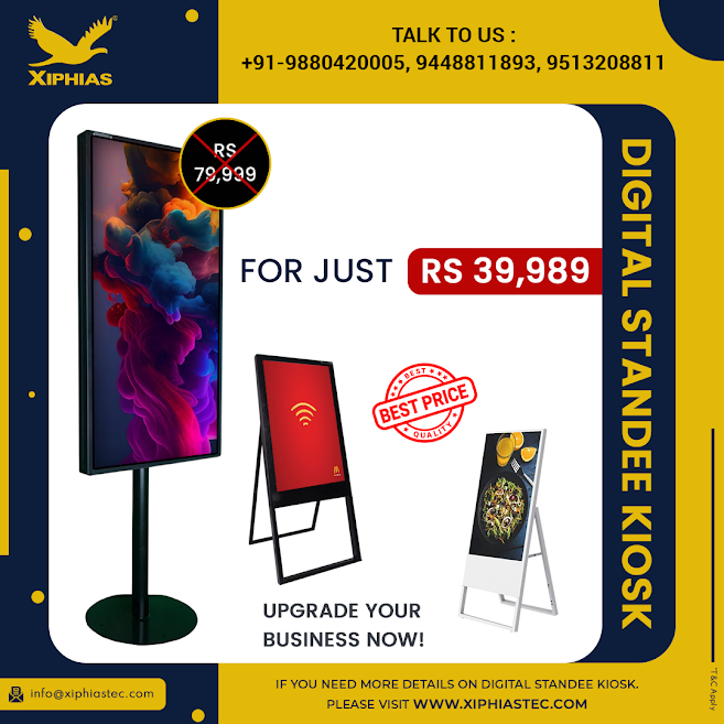 XIPHIAS0101's tweet image. Revolutionize your experience at our digital standee kiosk! 🌟 Don&apos;t miss out on our best offer – explore, shop, and save today! 🛍️✨

#XIPHIAS #DigitalsignageKiosk #KioskManufacturer #ShoppingKiosk #InformationDisplayKiosk #DigitalKiosk #DigitalStandeeKiosk
