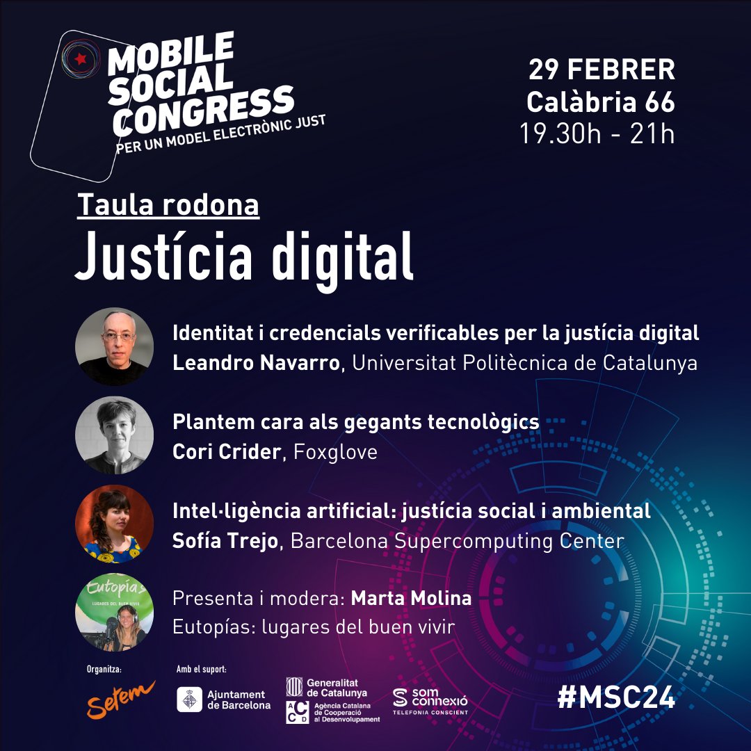 UPC Sostenible (@upcsostenible) on Twitter photo 🌱Com podem contribuir a un model d’electrònica més just per a tothom i més respectuós amb el medi ambient? Vine al #MSC24 per conèixer els impactes de l’electrònica i alternatives de consum
Aquest any amb la participació d'en <a href="/LeandroUPC/">Leandro Navarro 𐄪 (@LeandroUPC@mastodon.social)</a>!
Informació a 🔗mobilesocialcongress.cat 🌱Com podem contribuir a un model d’electrònica més just per a tothom i més respectuós amb el medi ambient? Vine al #MSC24 per conèixer els impactes de l’electrònica i alternatives de consum
Aquest any amb la participació d'en <a href="/LeandroUPC/">Leandro Navarro 𐄪 (@LeandroUPC@mastodon.social)</a>!
Informació a 🔗mobilesocialcongress.cat