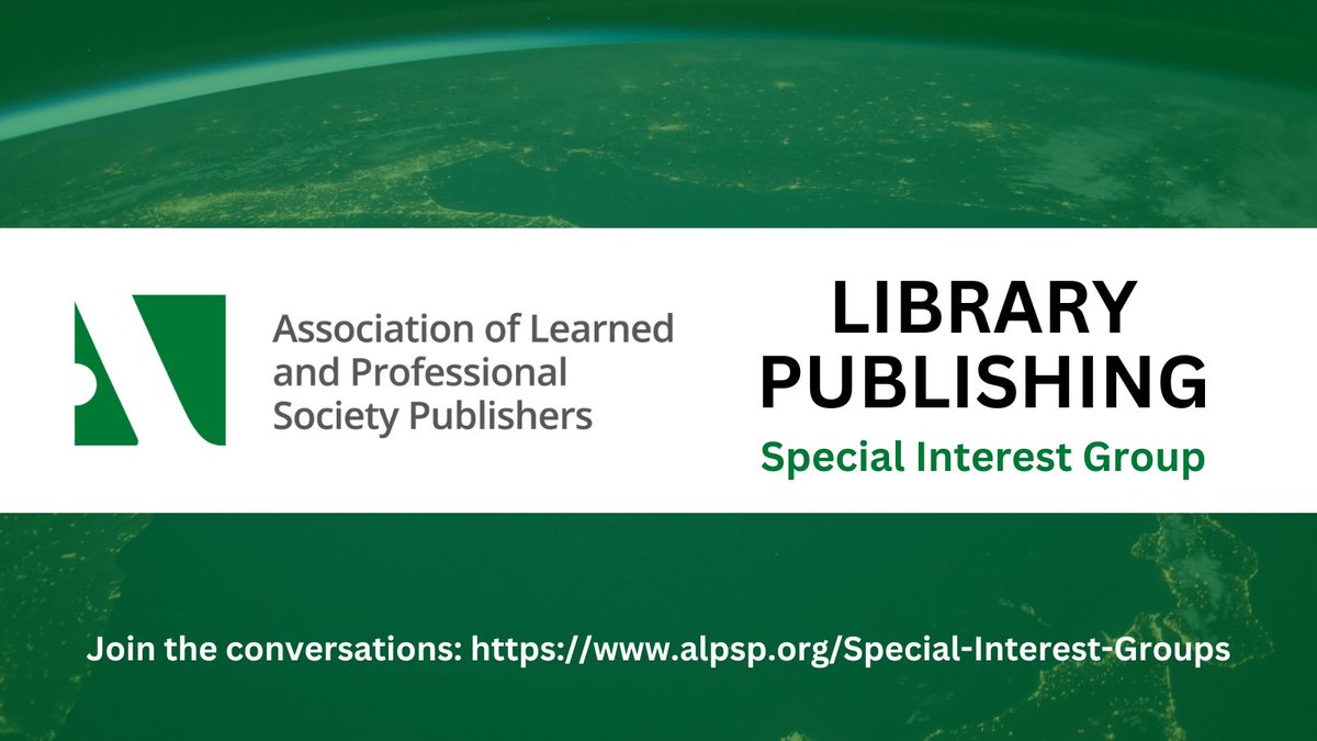 Did you know @alpsp have a Special Interest Group dedicated to #LibraryPublishing? Led by @BeckyWojturska & @Cath_Marlowe, the group covers a range of topics, from workflow & hosting solutions to business & financial models. All are welcome! Join us. #OA alpsp.org/Special-Intere…