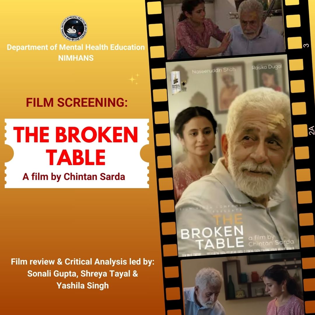 The Broken Table, a film by @chintan_sarda starring Naseerudin Shah and @RasikaDugal is a must watch for everyone! Today, the movie was screened, reviewed & critically analysed by the Certificate course students at the Dept of MHE. #Moviescreening #Filmreview #ThebrokenTable