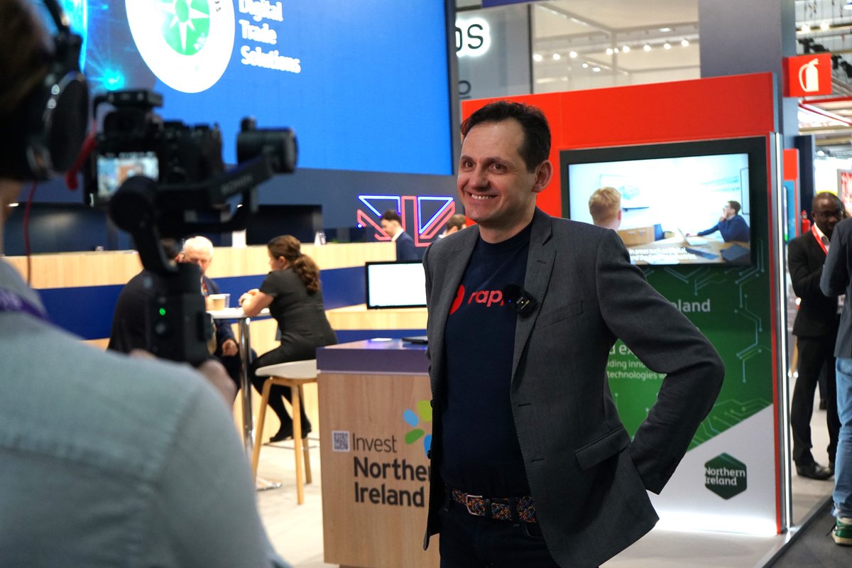 RapportCloud's tweet photo. 🚀 What a great first day at #MWC24!

📹 @GregorHofer was interviewed by @biztradegovuk &amp; lots of enthusiasm for our demos:

✅ Vivian the #ChatGPT powered #MetaHuman
✅ The Gold Medalist: our @readyplayerme e-commerce demo

https://t.co/m6Gtf2uRNV https://t.co/AKGDzllBqu