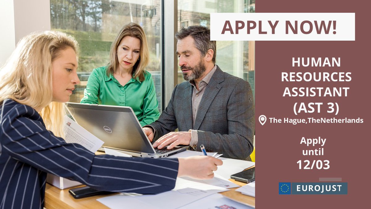Do you have professional experience in #HumanResources?

👉 Apply now to join #TeamEurojust as a HR Assistant!
📢 Vacancy notice: europa.eu/!WHcfvY
📅 Deadline: 21/03

#EUjobs #opportunities #career