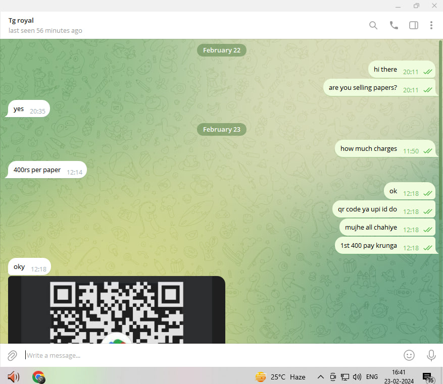 GI_Developers's tweet photo. Paper leak gang SELLING papers on telegram openly
I added  chat screenshot please take hard action against  them scammer mobile no and qr code added chck plzz
@CBIHeadquarters @DGPMaharashtra @CentralInvestm1 @cyberpolice_up @narendramodi @IndianaCJI https://t.co/qLy9LdcsiB