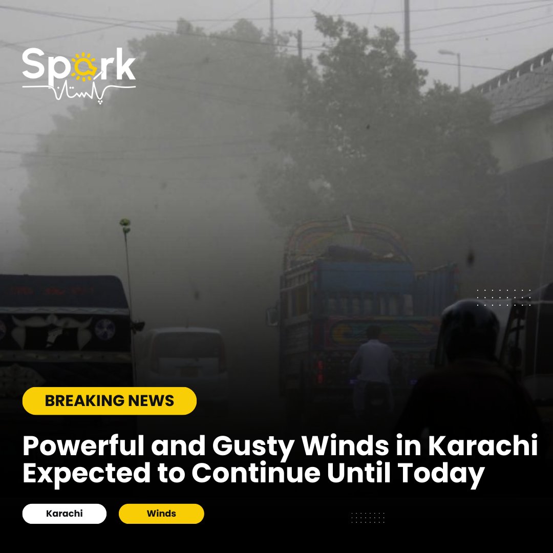 PMD reports strong winds in Karachi until evening, with temperatures at 17°C. Thunderstorms and snowfall expected in Balochistan and upper regions, with warnings of potential damage from gusty winds.

#PMD #KarachiWeather #GustyWinds #WesterlyWaves #Meteorology #Sparkpakistan