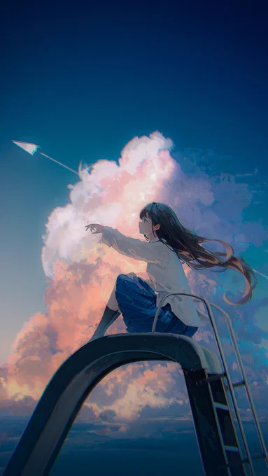 飛行機雲#イラスト 