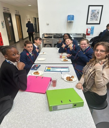 Our student leaders having a working breakfast as they plan next terms society projects.