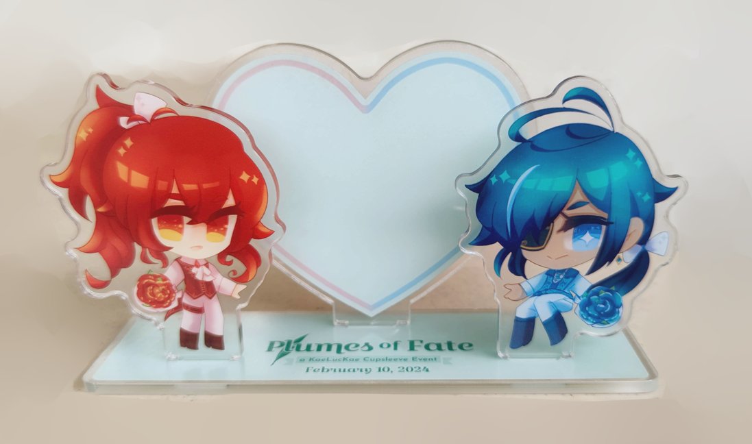 Hello! I was part of <a href="/YumenoElePH/">Yumeno Elements✨</a> 's #PlumesOfFate2024 CSE team of artists and I helped make the sticker inclusions which I turned into a standee for giveaways! 

I hope everybody who received enjoyed these! ❤️💙🔥❄️
#FeelingKaeLucKae2024 #Kaeluckae #Kaeluc #Luckae
#diluc #kaeya
