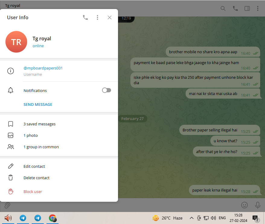 GI_Developers's tweet photo. Paper leak gang SELLING papers on telegram openly
I added  chat screenshot please take hard action against  them scammer mobile no and qr code added chck plzz
@CBIHeadquarters @DGPMaharashtra @CentralInvestm1 @cyberpolice_up @narendramodi @IndianaCJI https://t.co/qLy9LdcsiB