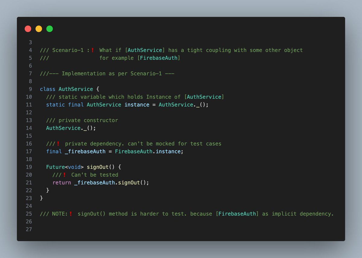 VenkataReal's tweet image. Implicit dependency case 

#FlutterDev #DartLang #SingletonPattern #fluttercommunity #flutter #dart