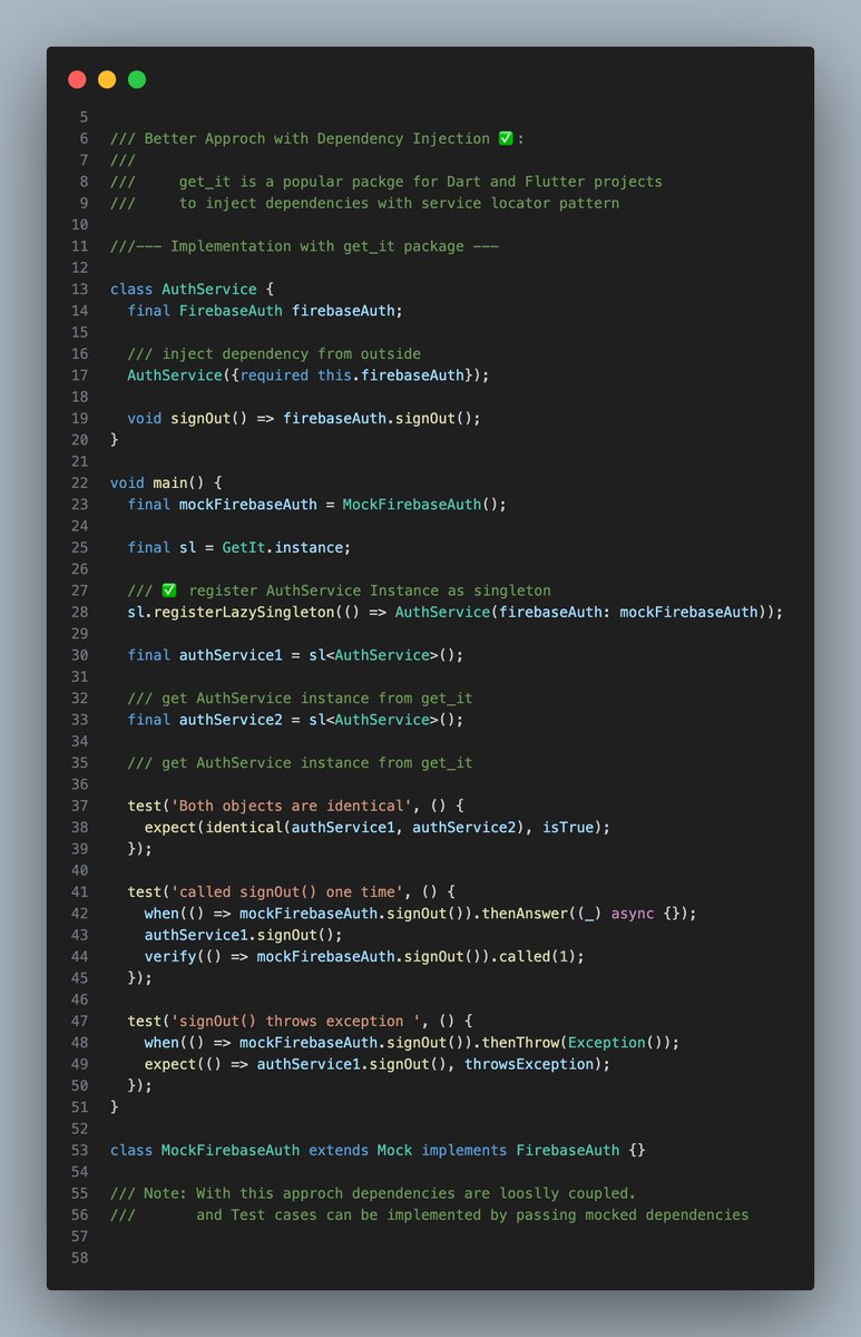 VenkataReal's tweet image. dependency Injection case

#FlutterDev #DartLang #SingletonPattern #fluttercommunity #flutter #dart