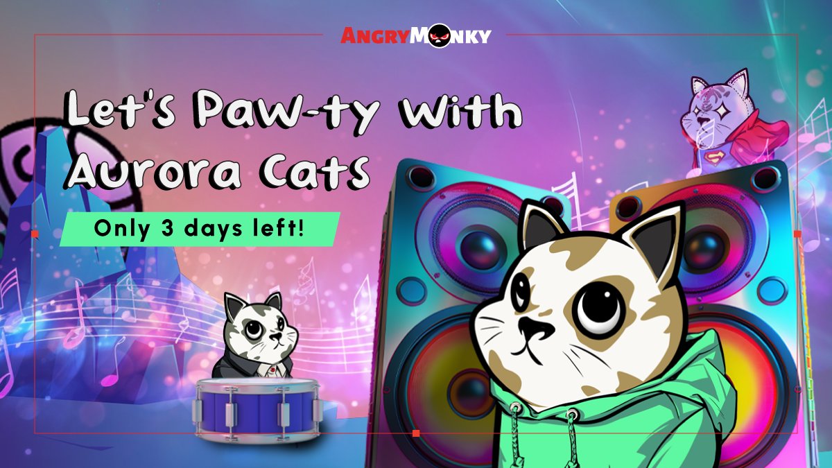 AngryMonkyNFT's tweet photo. 🚀 Get ready to unleash the paw-ty with Aurora Cats! (https://t.co/NHbULdLAsQ)
😺 The KittyKash airdrop snapshot time reveal is coming up, so migrate your Aurora Cat NFTs today.
🎆 Let’s dance the night away with a 500 million $KKASH airdrop.
#AngryMonky #AuroraCat #KittyKash #Airdrop