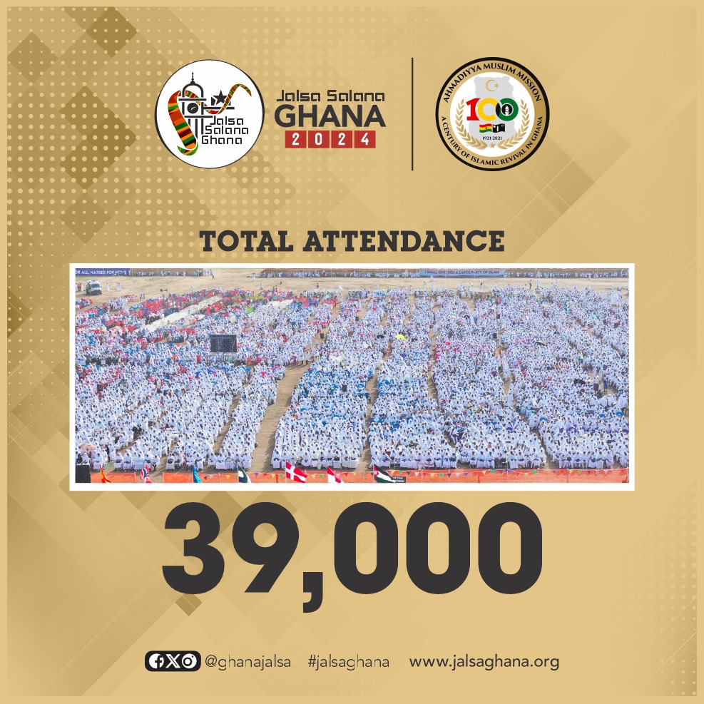 39,000 #Ahmadis travelled far and wide to participate in @GhanaJalsa #AhmadiyyaGhana100 #CentenaryCelebration