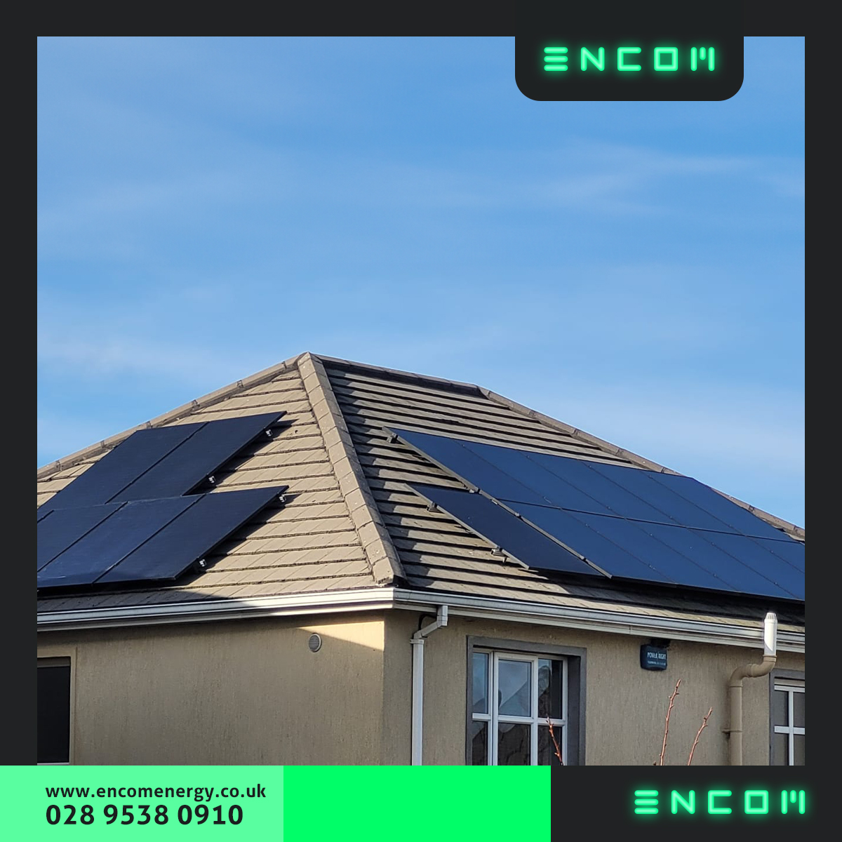 🌞 New install in Belfast!

🔆 Specs: 28 panels (9kW), Solis inverter, 20kWh battery. 💡 Save on energy costs &amp; cut carbon emissions. 🌱 See the benefits of solar for yourself.
Interested? Contact us! ⚡️ENCOM ENERGY⚡️ 📞 028 9538 0910 | 💻 encomenergy.co.uk