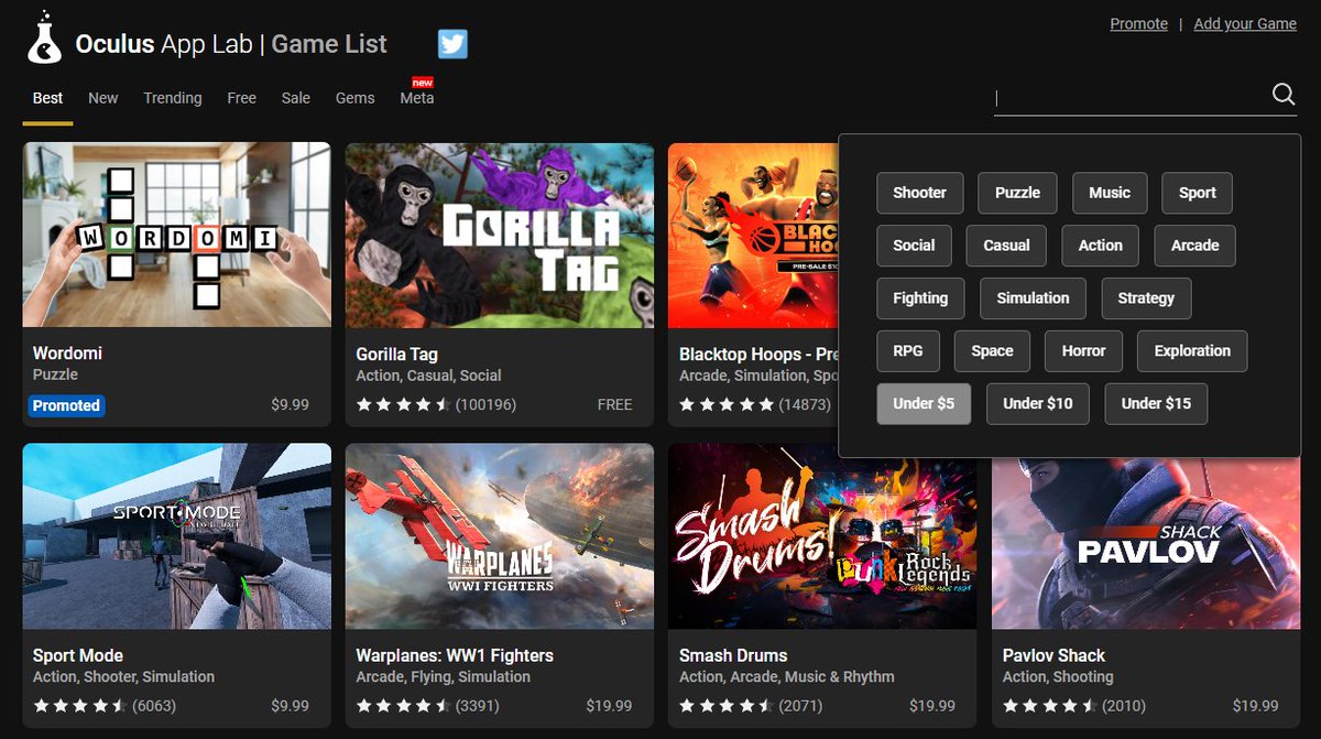 New feature! Now you can get the games under $5, $10 and $15. 🎮💥 Got ideas to make our site even better? Drop them below - we're listening! #applab #MetaQuest #OculusQuest