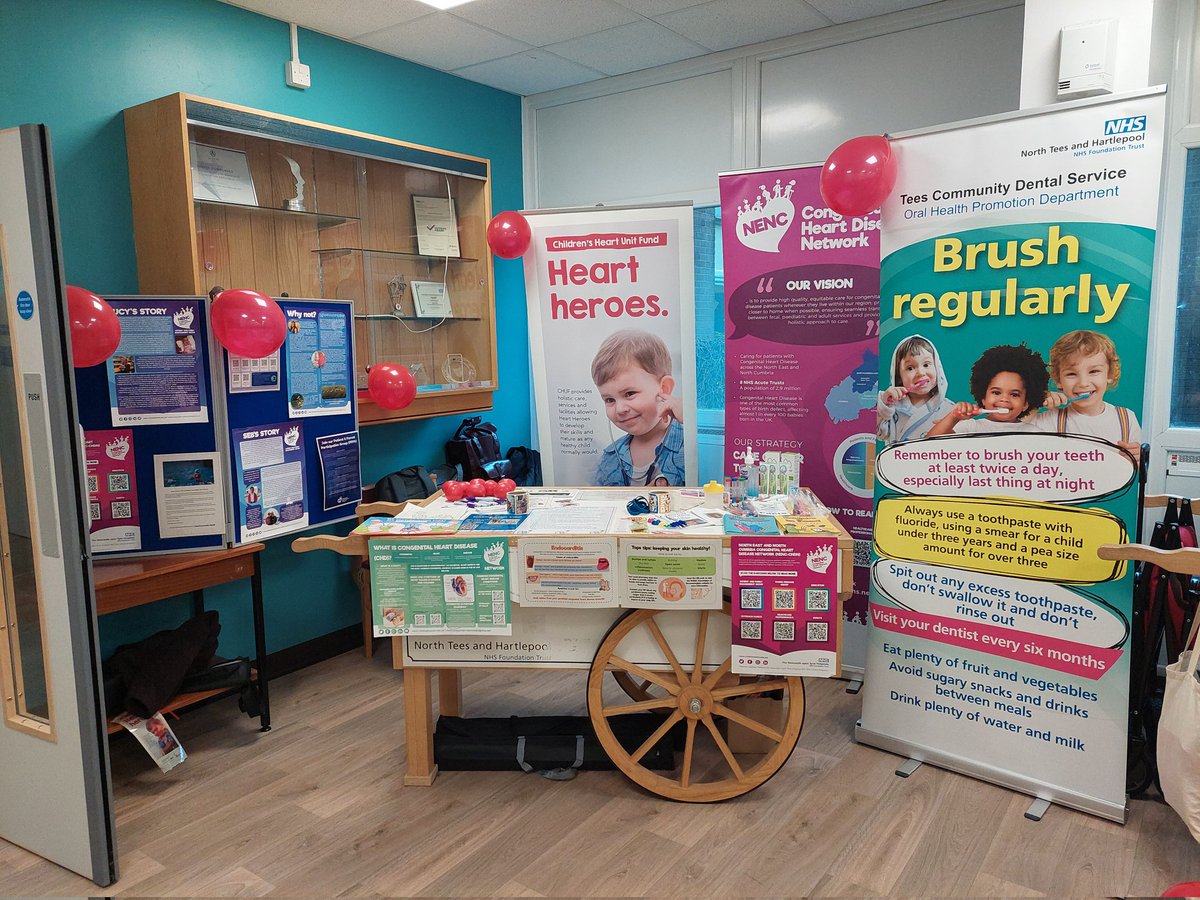 We're in Stockton @NTeesHpoolNHSFT for our belated #CHDAwareness event. Pop along and hear more about the importance of dental health and heart disease 🦷🪥