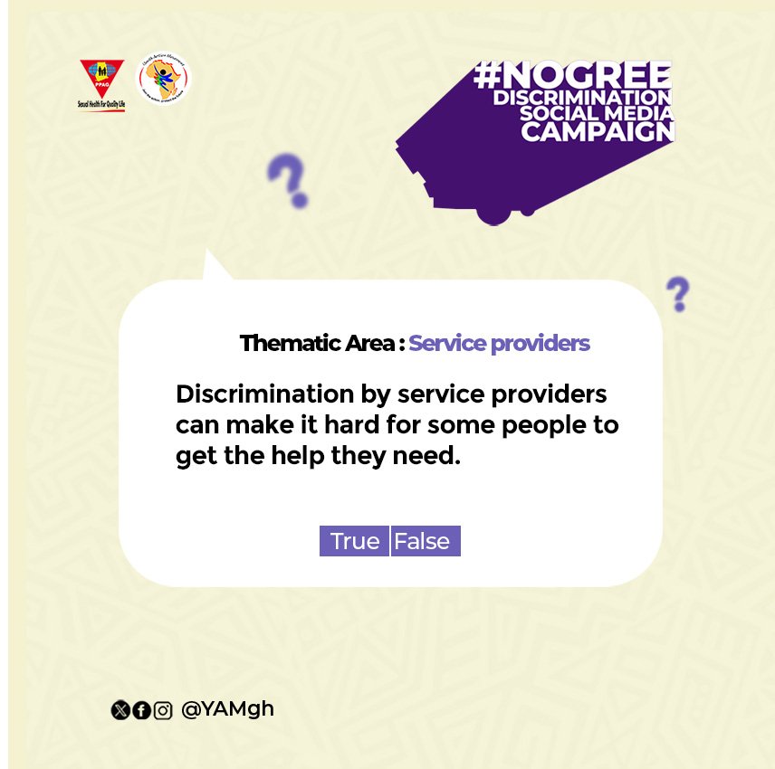 Have you ever decided not to take a particular service because of a service providers attitude? How was your experience? Share in the comments. #NoGreeDiscrimination #ZeroDiscrimination2024 @YAMghana - Join the Action, Protect the Future ‼️