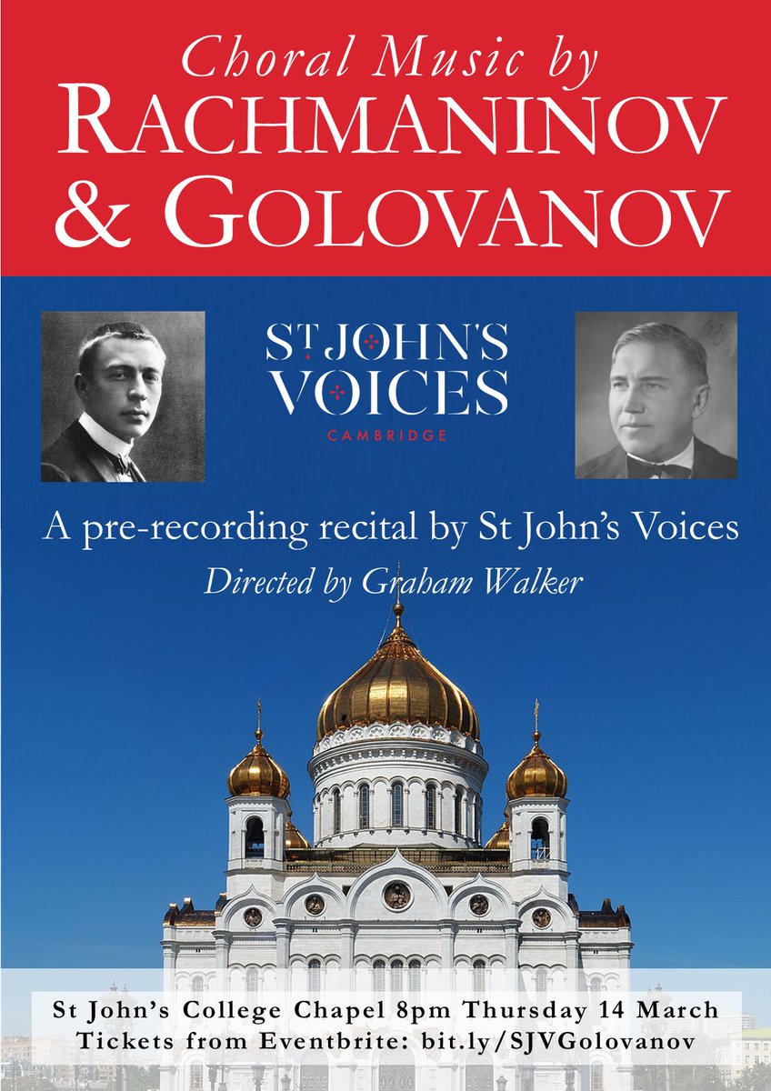 We are looking forward to our upcoming concert on Thu. 14 March at 8pm in chapel. Featuring the gorgeous sacred choral works of contemporaries Rachmaninov and Golovanov, we promise you an evening of unashamedly romantic and deeply emotive music. Tickets: eventbrite.com/e/sjv-pre-reco…