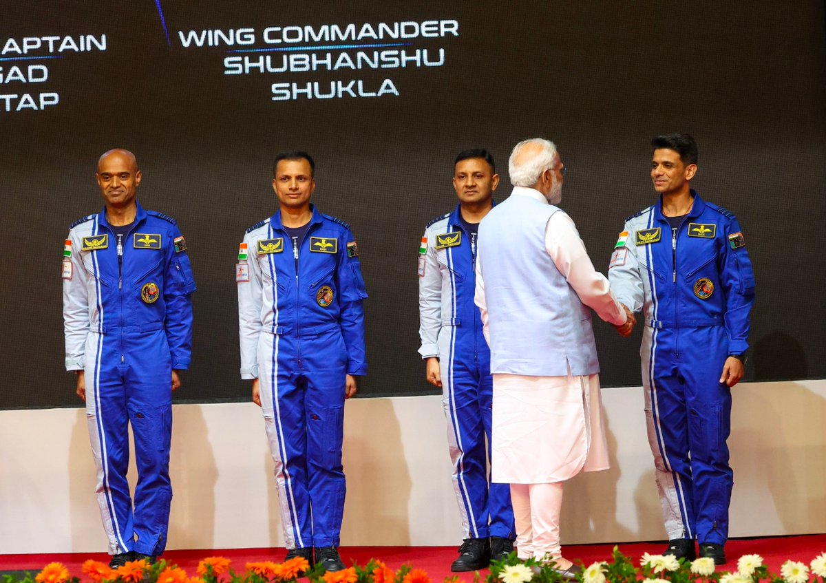 It was a very special moment for me to hand over wings to the four Indian astronaut-designates. They reflect the hopes, aspirations and optimism of 140 crore Indians. India is proud of Group Captain Prasanth Balakrishnan Nair, Group Captain Ajit Krishnan, Group Captain Angad