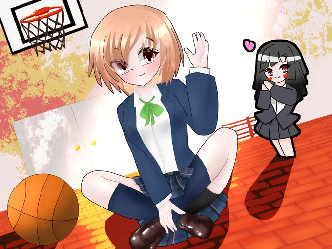 #イラスト 
#絵柄好みって人にフォローされたい 
もう一つのアカウントで載せたイラストの再掲。
運動が得意な子とそれを見守る子🥰‼️ 