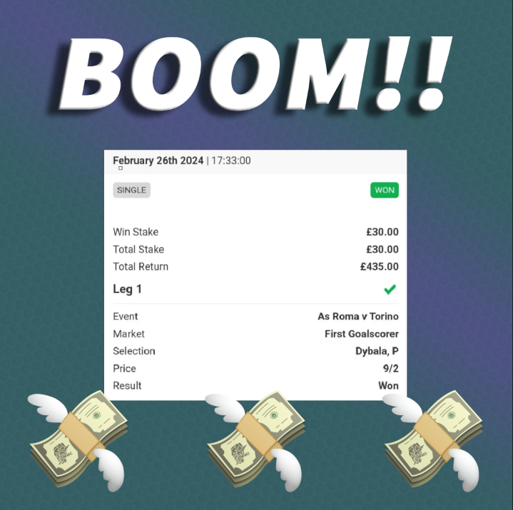 FreeUKBetsTips's tweet photo. 💥💥🔥WHAT A NIGHT!🔥💥💥

2x Hat-tricks and we backed them both using a first goal scorer offer! 

Bowen and Dybala 😍

Poor bookmaker had to pay out x3 on both 🤩🤩

We are free to join! 

https://t.co/HE53bQTjBF

#freebettingtips #bettingtips #BETTING #bettingtipster https://t.co/JzO7NtZy8g