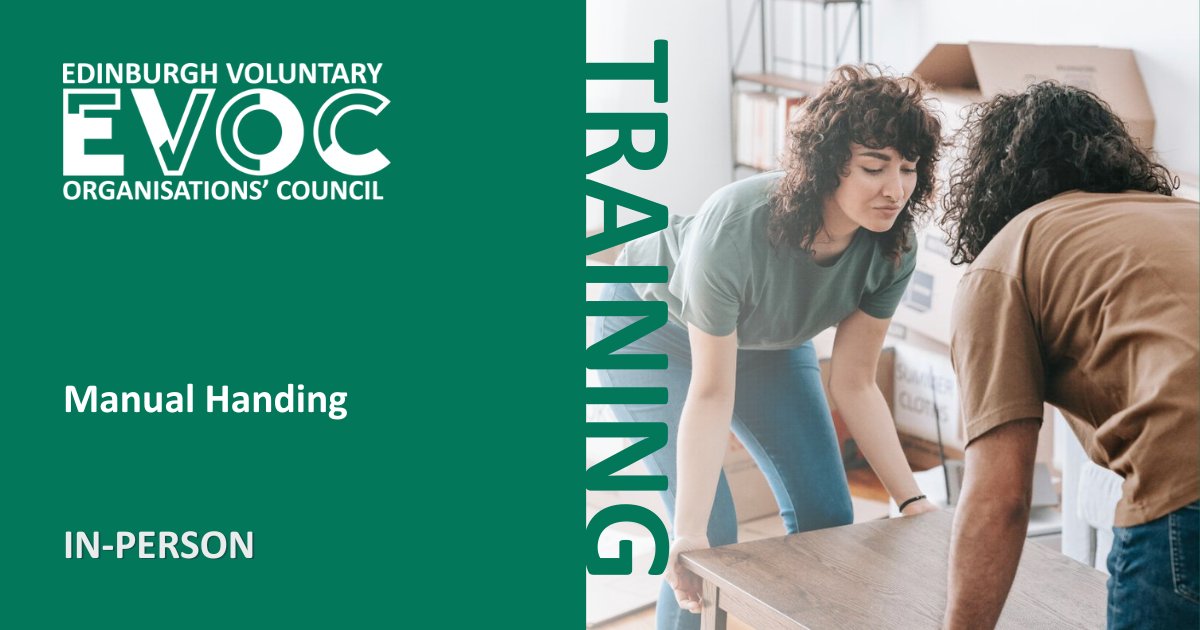 📢 #EVOC #EdinburghTraining 📢

Refresh your knowledge and meet SSSC requirements with the essentials of safe manual handling to prevent injuries in your workplace. 

🗓️Tue 12 Mar, 10am - 1:30pm
📌@Norton_Park 

For more information ▶ bit.ly/3wpBO2U