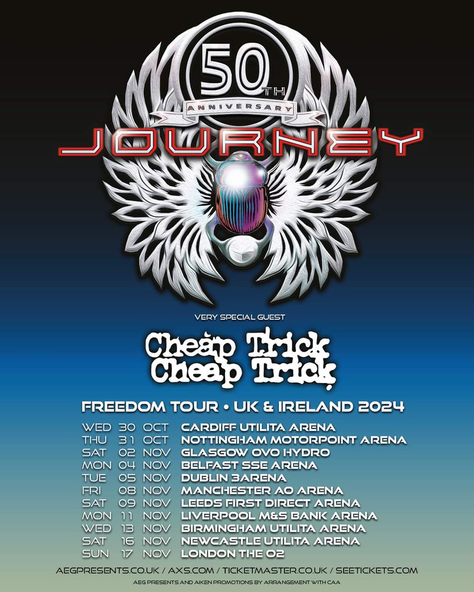 YES!!!!!!
<a href="/JourneyOfficial/">JOURNEY</a> <a href="/cheaptrick/">Cheap Trick</a>  UK tour announced
<a href="/NealSchonMusic/">NEAL SCHON MUSIC</a> 
<a href="/DeenTheDrummer/">Deen Castronovo</a> 
<a href="/TheJonathanCain/">Jonathan Cain</a> 
<a href="/arnelpineda/">Arnel Pineda</a> 

I can't wait 🤘🤘🤘🤘