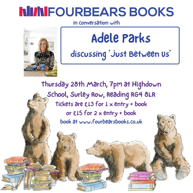 And on 28 March, they head to @HighdownSchool to where @adeleparks will be 'in conversation' to discuss her new book 'Just Between Us' whatsonreading.com/venues/fourbea… 2/2