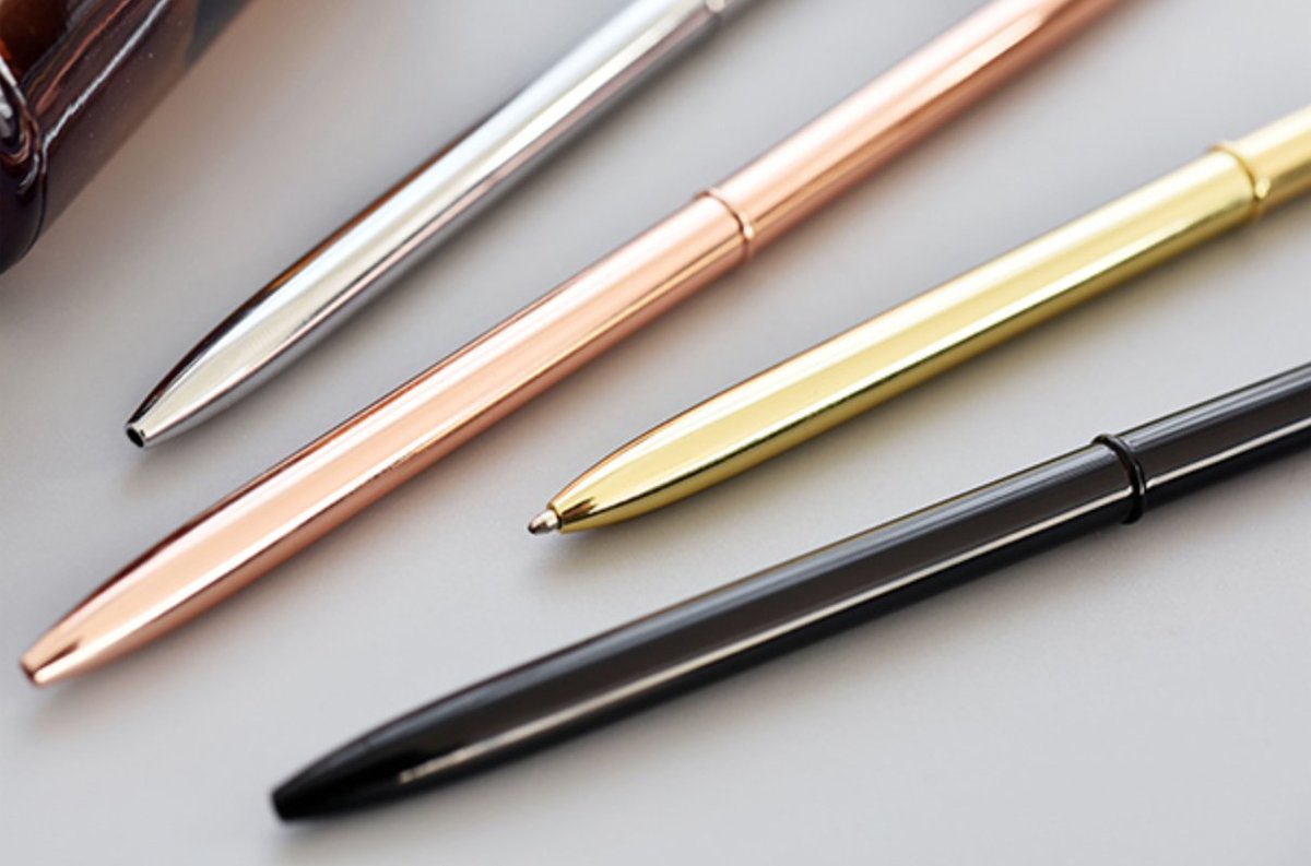 ✒️ Elevate your writing experience with our sleek, minimalistic slim metal pens! 🖊️ Whether jotting down notes or sketching ideas, these pens are the perfect blend of style and functionality. 

#Minimalism #SlimPens #MetalPens #WritingEssentials' 🌟