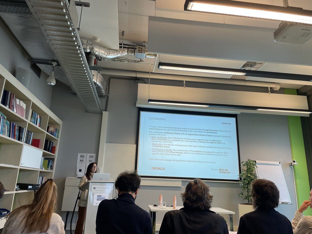 We presented first set of results of the #LATIF project at the EDMO scientific conference: what cognitive biases might affect news verification in the networked society ? Check our report out at latifproject.eu @CommediaLivUni @IDMO_it