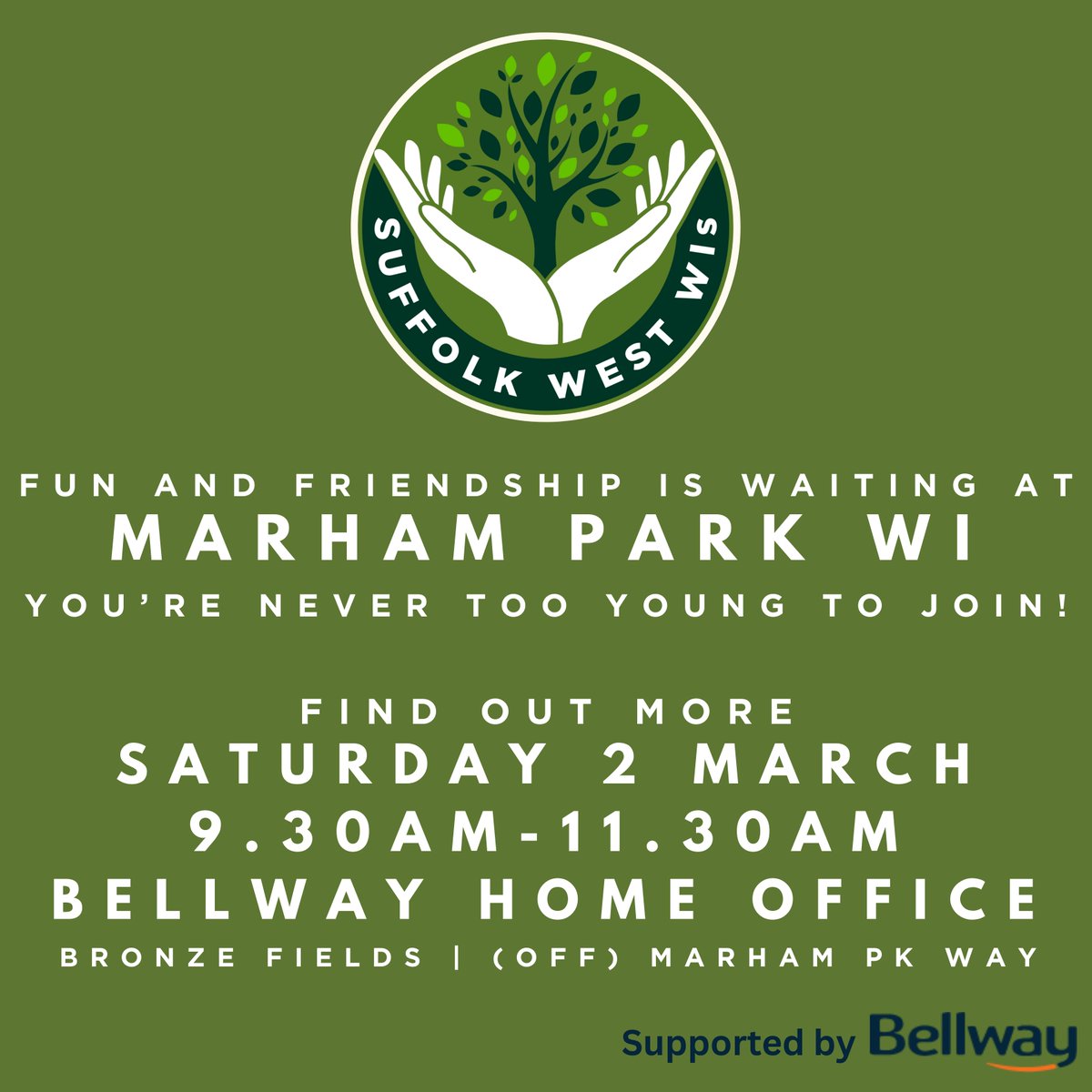 The WI is coming to @MarhamPark 💪🏼 We're looking for women (18+) from all walks of life to join the UK's largest women's organisation! Keep sharing to spread the word 💚