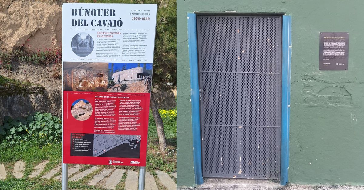 ➡️També s’ha situat un nou rètol al costat de l’antic refugi antiaeri del camp de futbol i s’ha col·locat de nou el rètol del búnquer de la Guerra Civil a la platja del Cavaió que estava malmès per bretolades.