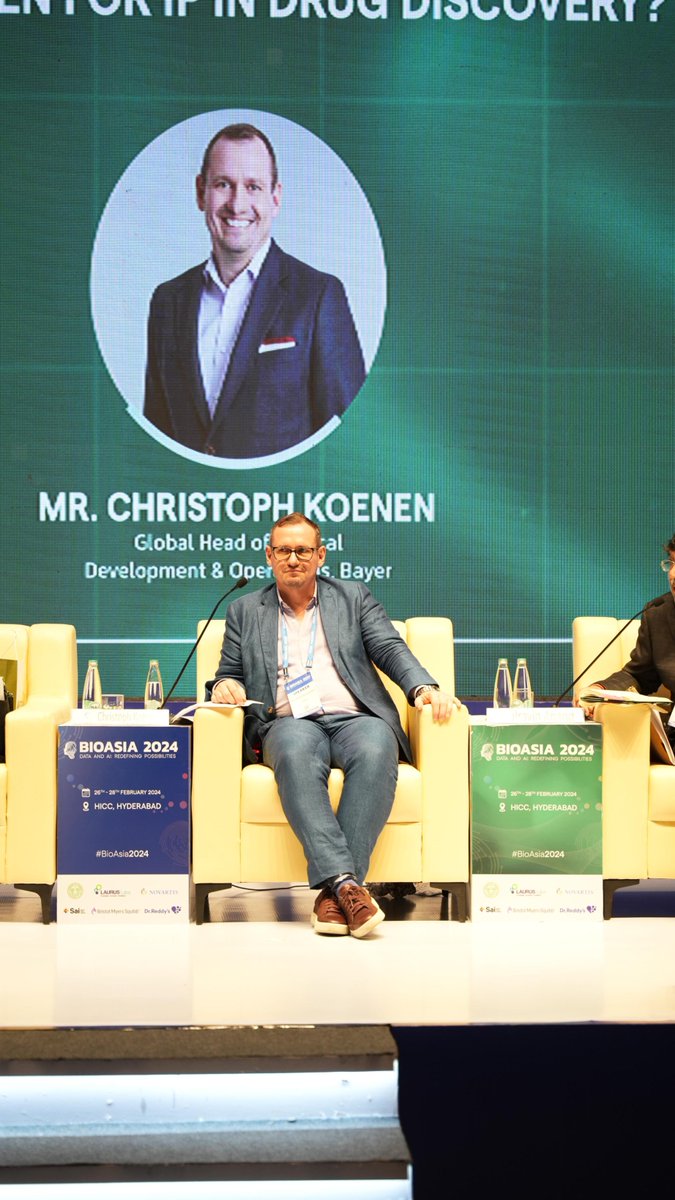 Mr. Christoph Koenen, Global Head of Clinical Development & Operations at Bayer, shares valuable perspectives during our enlightening panel discussion at BioAsia 2024! Reflecting on India's evolving patent landscape, he emphasizes the importance of patentability for drugs