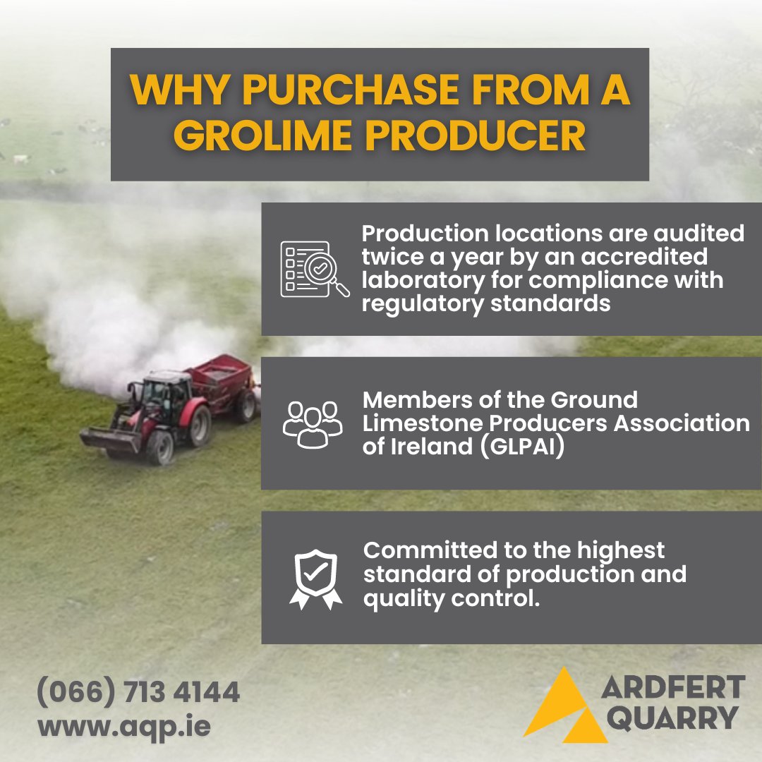 We are a proud member of Grolime, Ireland's only agricultural lime quality assurance scheme We provide agri lime that is: ⭐Of the highest standard and quality ⭐Subject to regular testing ⭐Trusted by Irish farmers To learn more visit our website. #Agrilime