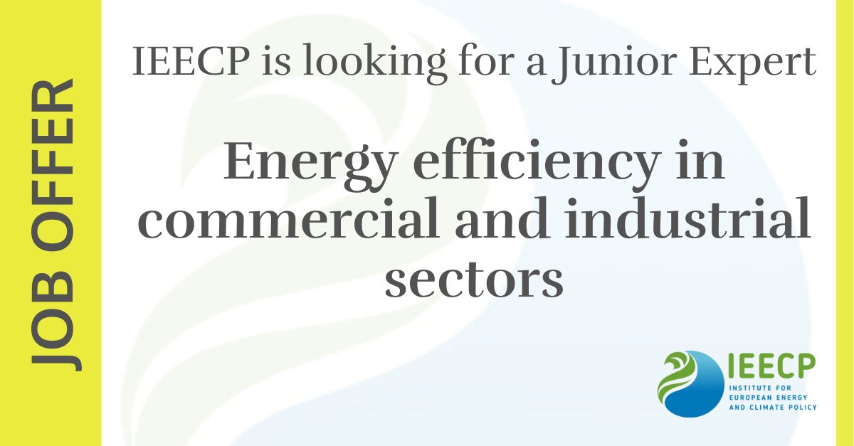 👨‍🏫  IEECP, non-for-profit research working on #energyefficiency, energy poverty, demand side management, business models, etc. is looking for the a new team member, on energy in commercial &amp; industrial sectors, 1-3 years pro experience ⚙ 🏭 ❄

Read more: ieecp.org/2024/02/27/job…