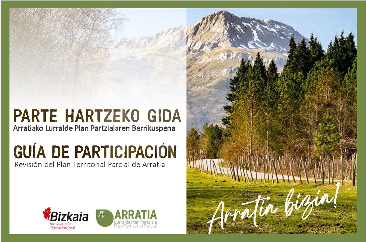 La revisión del Plan Territorial Parcial de Arratia avanza: ya se ha publicado el Programa de Participación Ciudadana y la Guía de Participación. ¡Consúltalos!
goo.su/UleNG