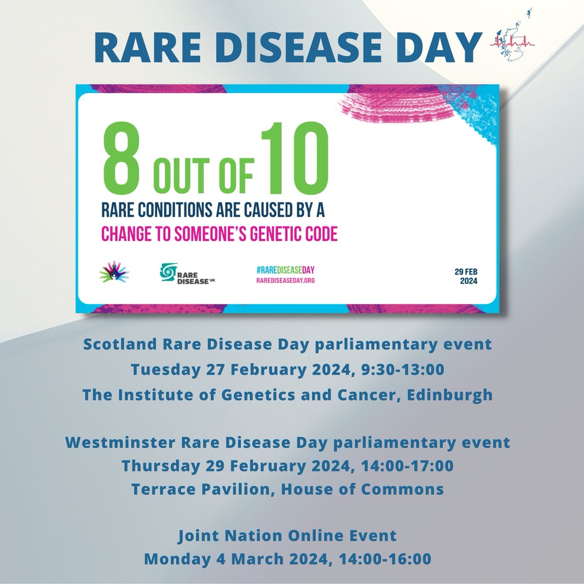 Today, our project manager @shona_kerr is @EdinUni_IGC, listening and learning and also presenting a poster on our recent work on return of actionable genetic findings in Viking Genes. #RareDiseaseDay2024 @GeneticAll_UK