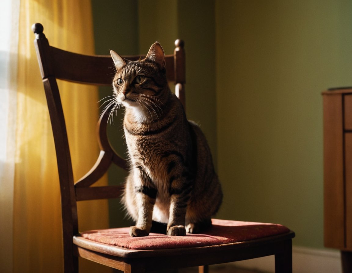 Cat sitting on a chair 2