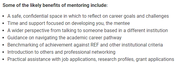 One of the many benefits of @SocSocMed membership is our mentoring scheme! Mentees are matched with a more senior researcher trained in being a mentor based on the mentee's goals & shared experiences More details and how to request a mentor, below ⬇️ socsocmed.org.uk/mentoring/