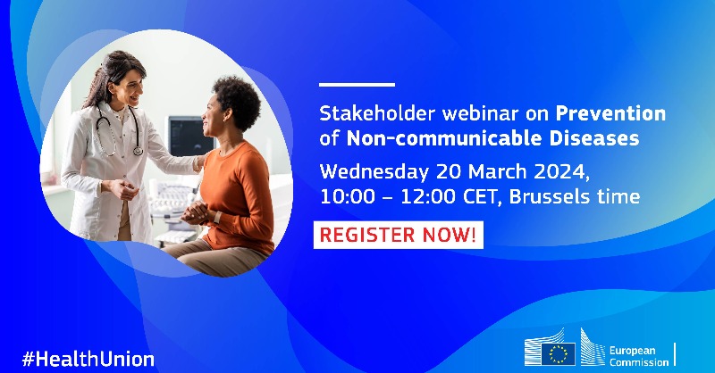 REMINDER: 📢Do you have ideas to help Member States reduce the burden of Non-Communicable Diseases? If so, submit the poster template with your suggestions by 6 March (today) & you may be invited to present it at our upcoming webinar! #HealthierTogether #HealthUnion