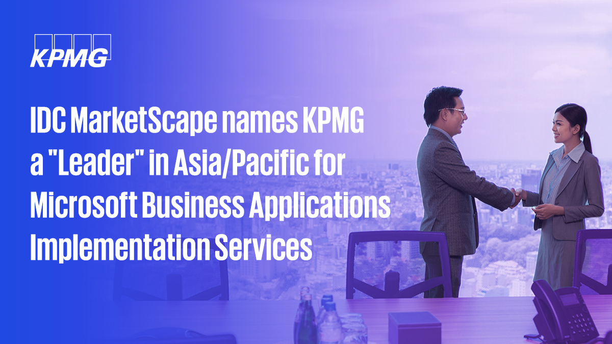 Learn why KPMG has been recognized as a 'Leader' in the IDC MarketScape: Asia/Pacific Microsoft Business Applications Services Vendor Assessment 2023-2024. social.kpmg/1ppmg8