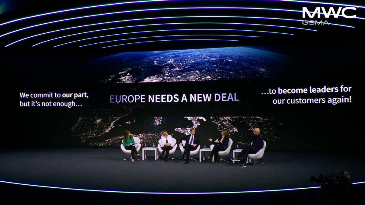 At #MWC24 with CEOs of @Telefonica, @deutschetelekom & @VodafoneGroup, we addressed urgent challenges in Europe: unprecedented pressure from digital giants & a €200B network infrastructure investment gap. As Telcos we are ready to commit our part but we need a new deal in