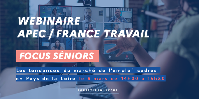🗓️A vos agendas ! Prochain rendez-vous des webinaires de l'<a href="/ApecPDL/">Apec Pays de la Loire</a> et #FranceTravail ce mercredi 6 mars à 14h. 
Une focale spécifique sur l'emploi des cadres de + de 55 ans y sera présentée. 🔎 Infos &amp; inscriptions 👉mesevenementsemploi.francetravail.fr/mes-evenements… #AvecFranceTravail