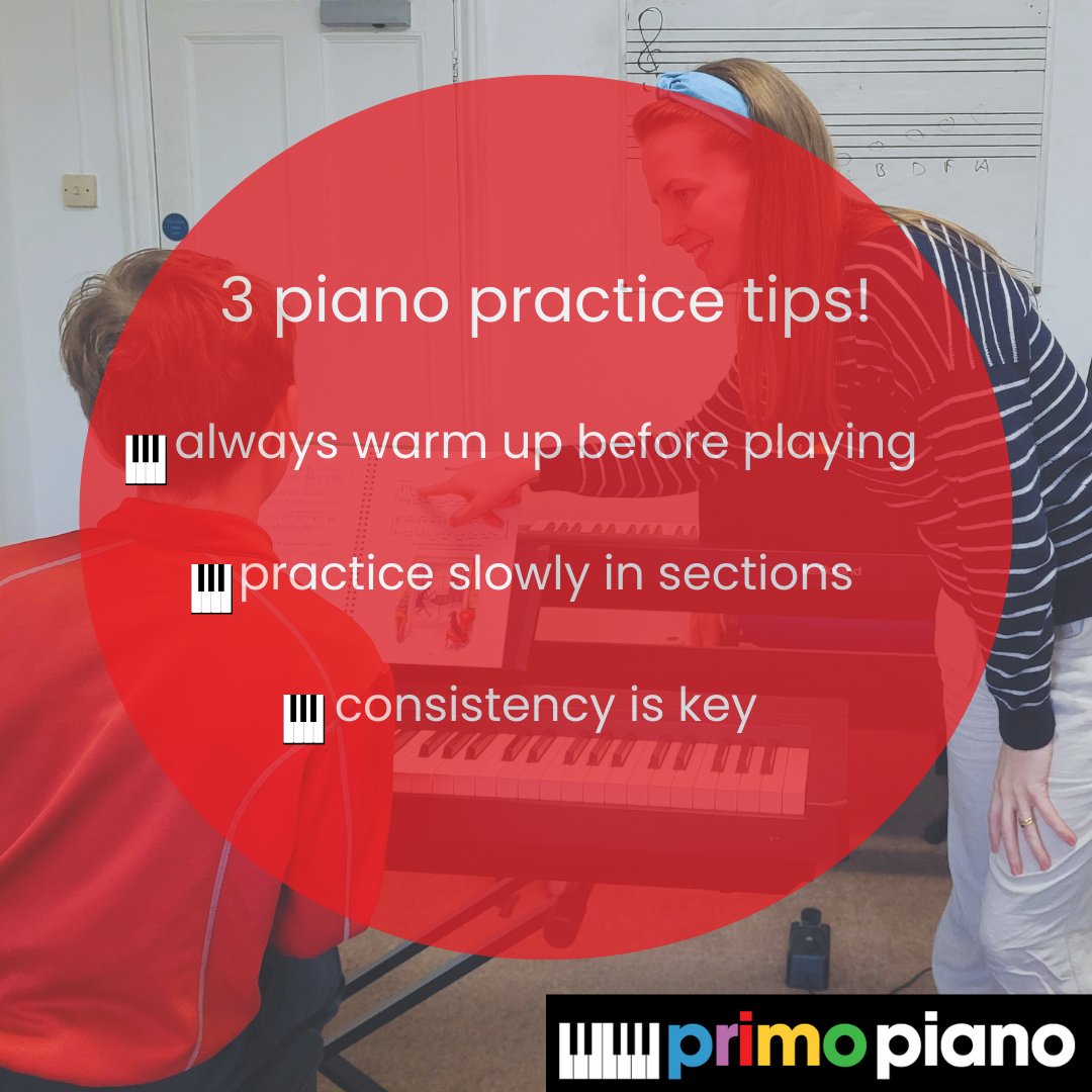 PrimoPianoSch's tweet image. Practice is key when learning the🎹😀1. Always warm up before playing - scales or arpeggios. 2. Practice slowly in sections - especially tricky sections. 3. Consistency is key - beginners 3 times a week 10-20minutes.  #childrenspianolessons #pianolessonsforkids #pianopractice