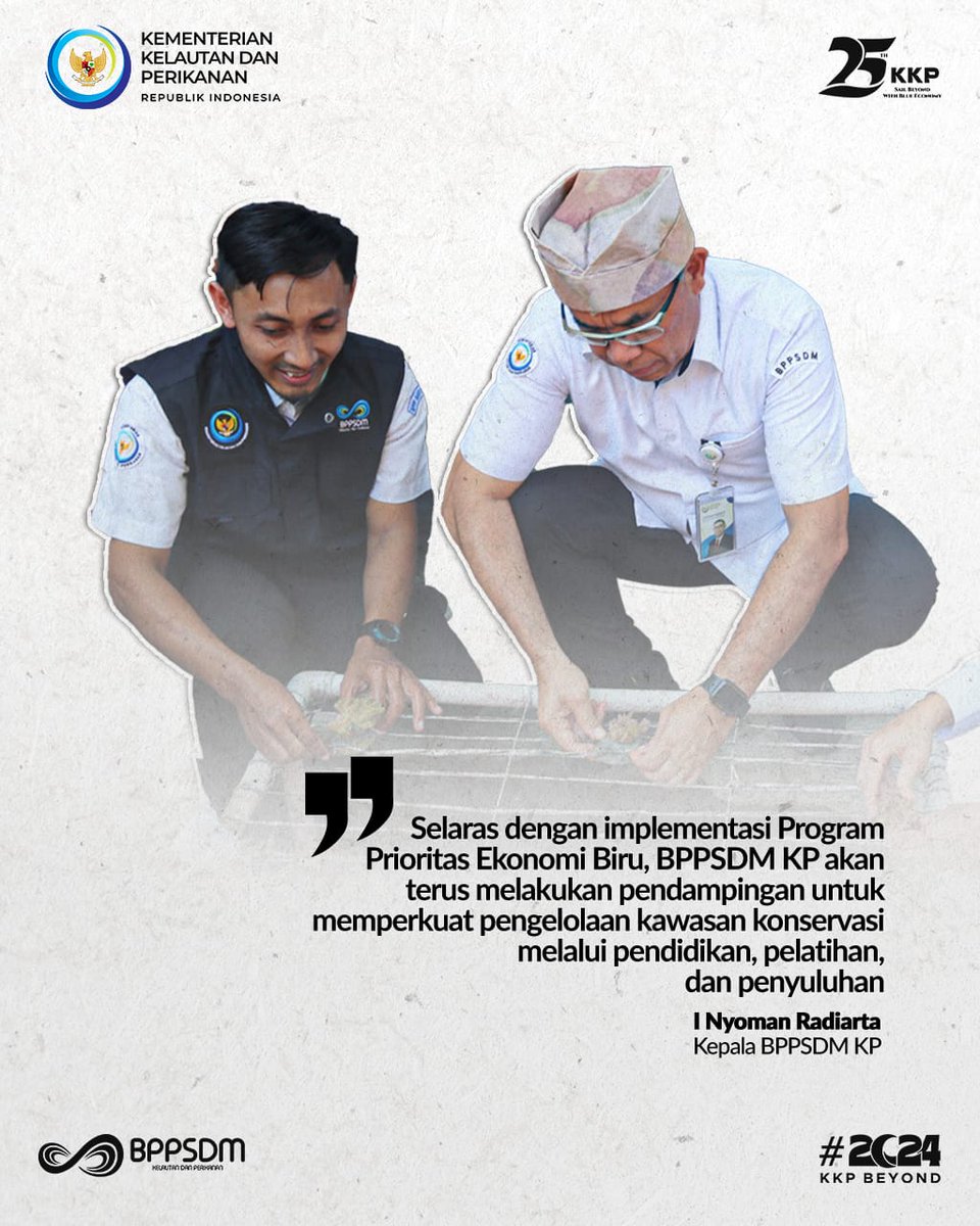 pusriskan's tweet photo. Kepala #BPPSDMKP @in_radiarta sampaikan bhw selaras dgn implementasi Program Prioritas #EkonomiBiru, BPPSDM KP akan terus melakukan pendampingan utk memperkuat pengelolaan kawasan konservasi melalui pendidikan, pelatihan &amp; penyuluhan

#2024KKPBeyond #SDMKP @kkpgoid @in_radiarta https://t.co/PBVt0Eu9mt