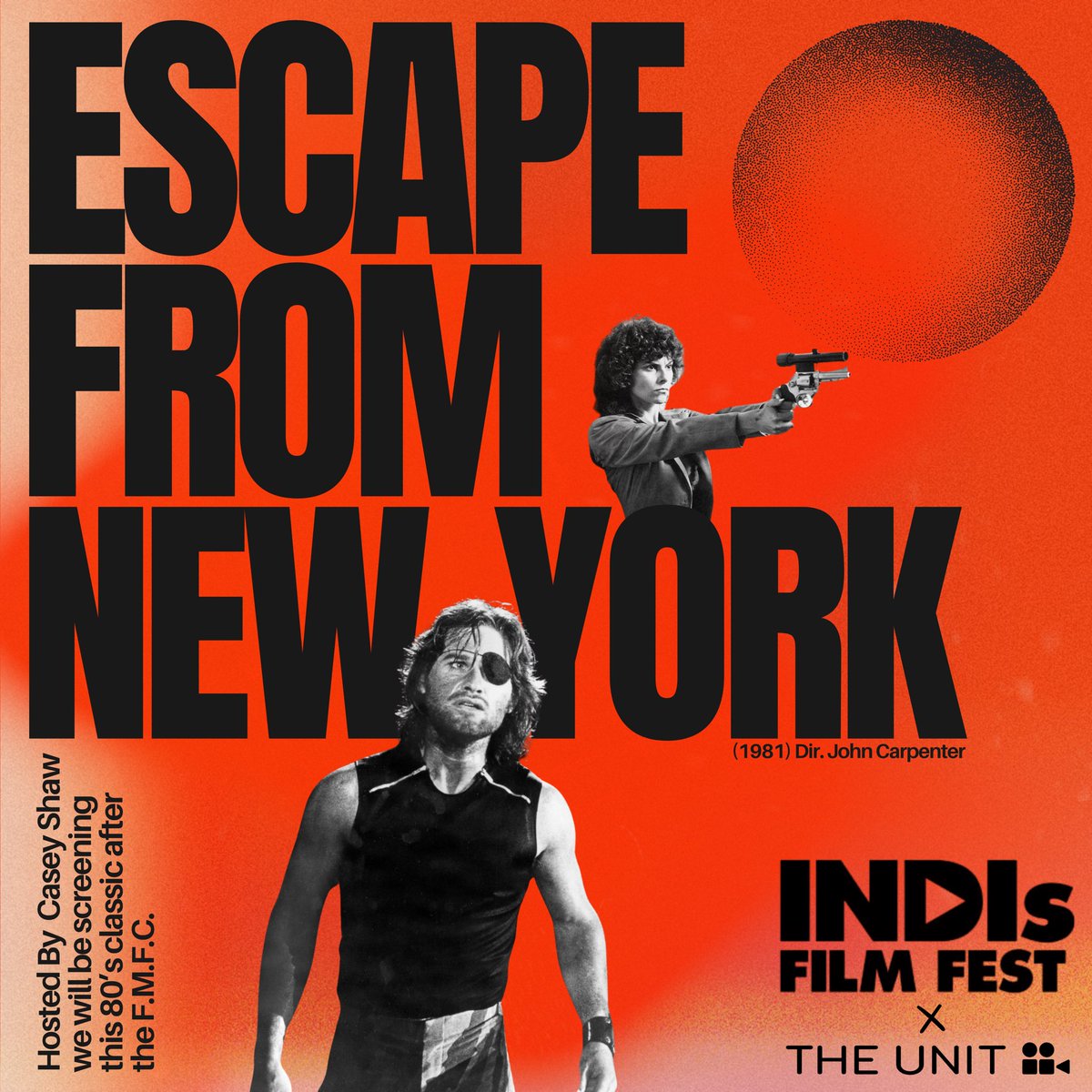 The Five Minute Film Club: Theme - 80’s. 6 PM Onwards - 29.02.22 Hosted By @caseybshaw_ Once we’ve screened all the entries and announced a winner, sit back and enjoy the 80’s classic ‘Escape from New York’. Book your tickets via the link in our bio.