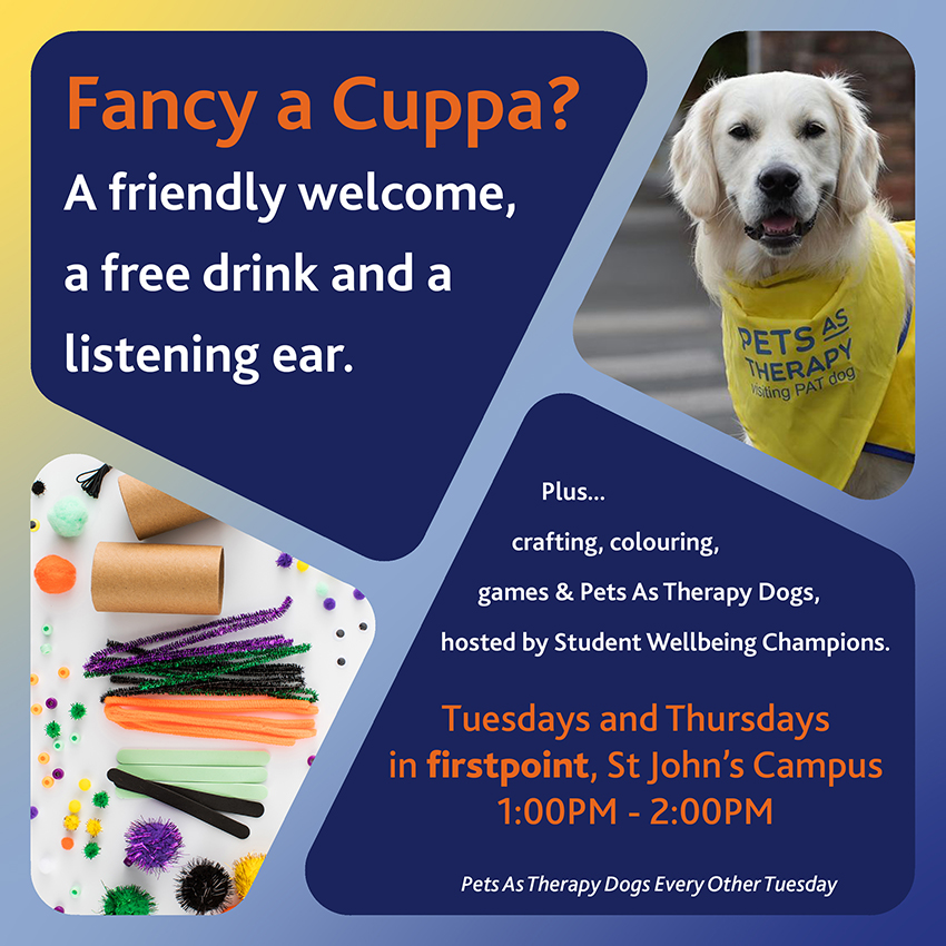 A warm welcome and a listening ear! Do you fancy a cuppa? Join us in firstpoint today 1pm-2pm ow.ly/O3Uh30szPox