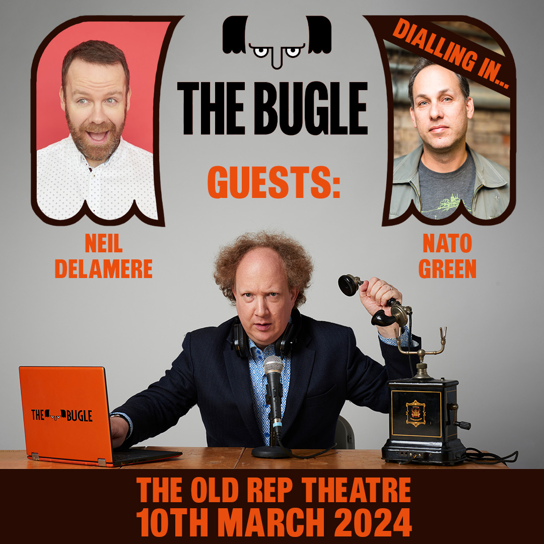 Excited to announce both guests joining @ZaltzCricket for @hellobuglers on Sunday 10 March 🎉 @neildelamere will be there in person, and @natogreen will be dialled in. They will be delivering freshly hewn topical satire as well as talking all assorted high-grade nonsense 🤣