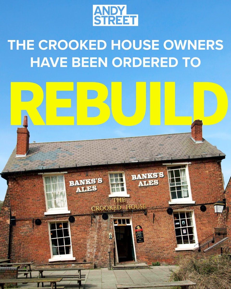 🚨 CROOKED HOUSE ORDERED TO BE REBUILT 🚨 An enforcement notice has been issued against the owners for its unlawful demolition. They have been ordered to rebuild the pub back to what it was before the fire - just as we’ve been lobbying for. Fantastic work from @south_staffs 👏🏻