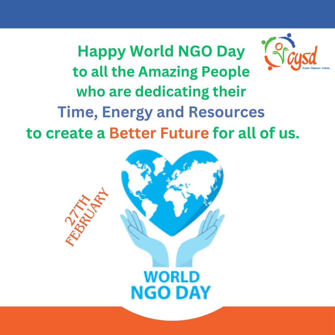 Wish You Happy #WorldNGODay ! Today, across the globe people commemorate the relentless efforts of NGOs. National Policy on the #VoluntarySector-2007 recognizes the important role the voluntary sector has to play in various areas and affirms the growing need for collaboration.